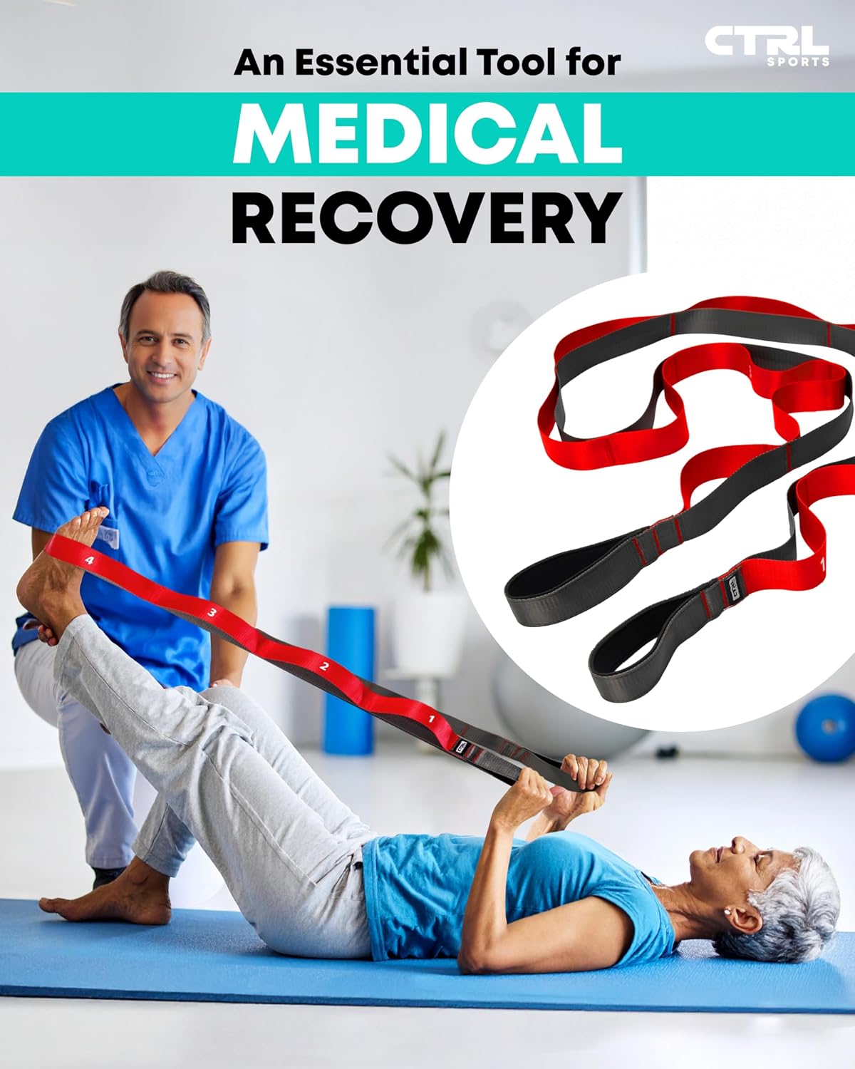 Stretching Strap with Loops - Non Elastic Yoga Strap for Physical Therapy - Image 6