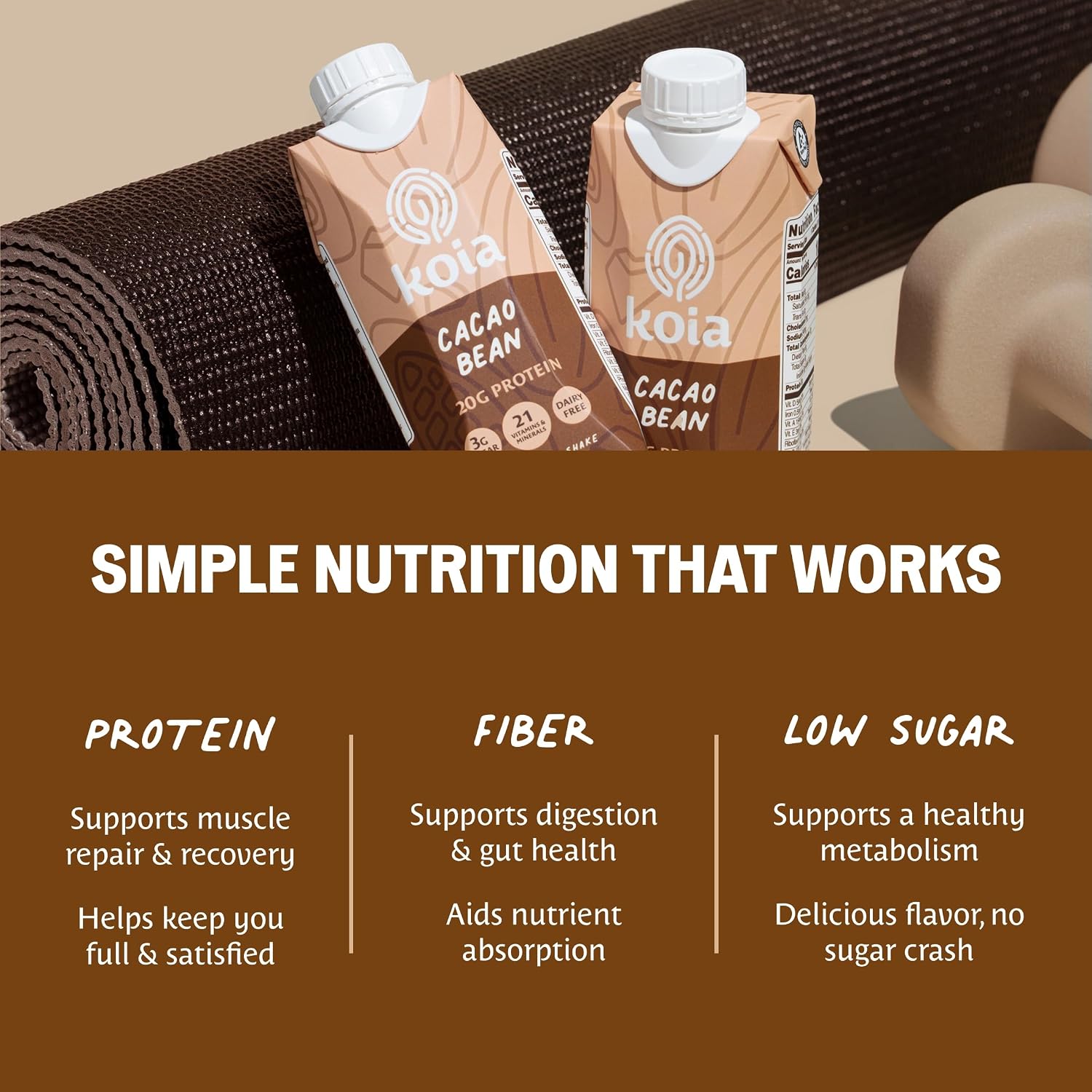 Koia Plant-Based Protein Shake, Cacao Bean, 11 Fl Oz (Pack of 12) - Image 7