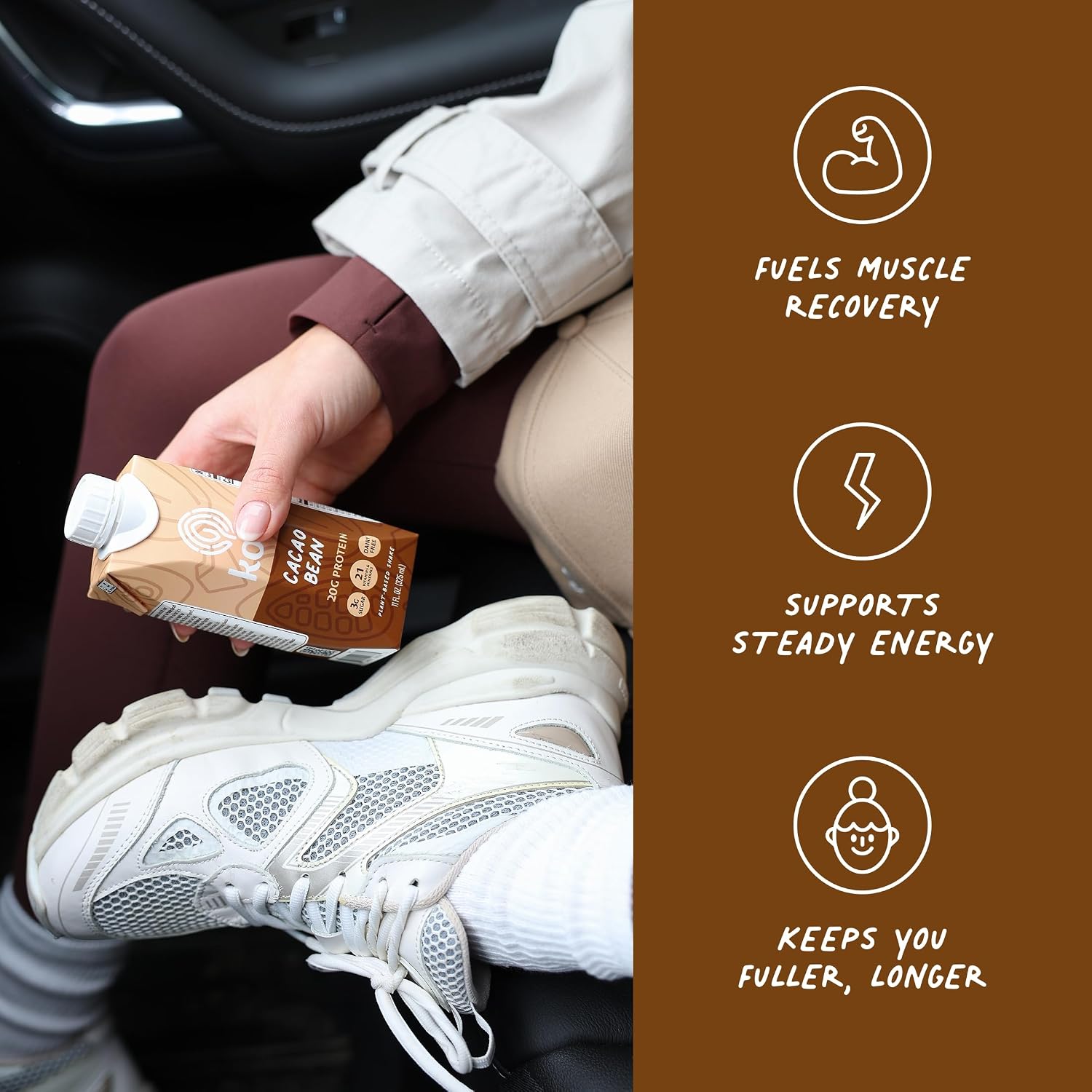 Koia Plant-Based Protein Shake, Cacao Bean, 11 Fl Oz (Pack of 12) - Image 5