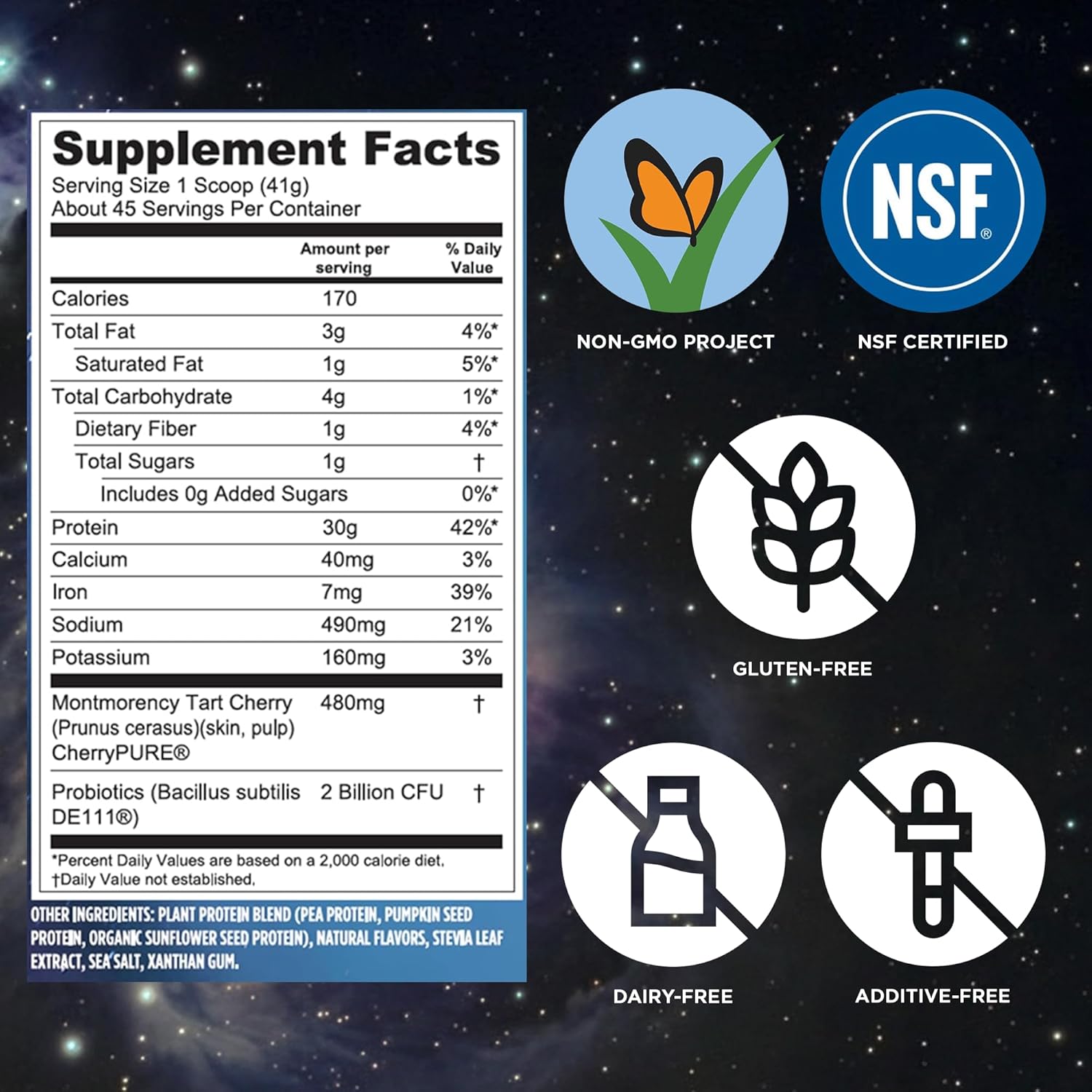 Vega Protein + Recovery, Vanilla – 30g Vegan Protein, Dairy & Gluten Free, Probiotics, NSF Certified, 65.6 oz (45 Servings) - Image 4