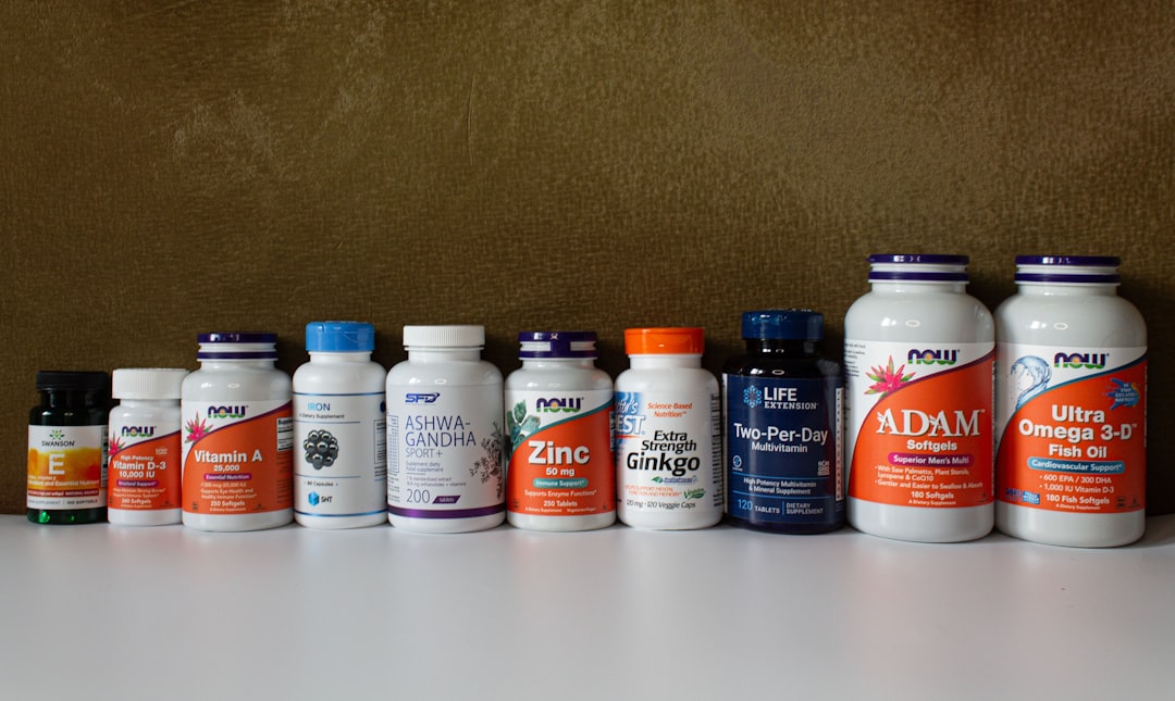 A close-up of a supplement bottle with a clear label, highlighting active ingredients and nutritional information.